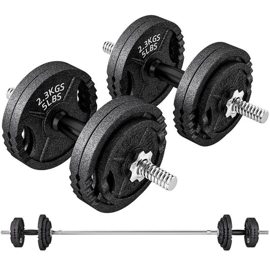 PESI PER PALESTRA 2 IN 1 DA 42 KG CON 14 DISCHI, BILANCIERE E MANUBRI, IN ACCIAIO, 180X24X24 CM, NERO