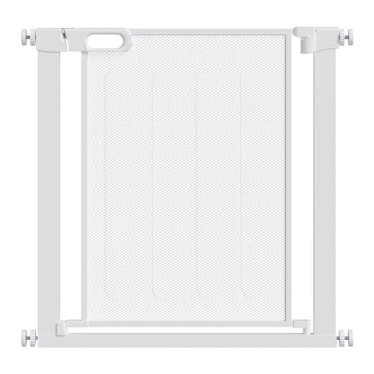CANCELLINO PER CANI REGOLABILE CON CHIUSURA AUTOMATICA, ACCIAIO E ABS, 75-82X76 CM, BIANCO