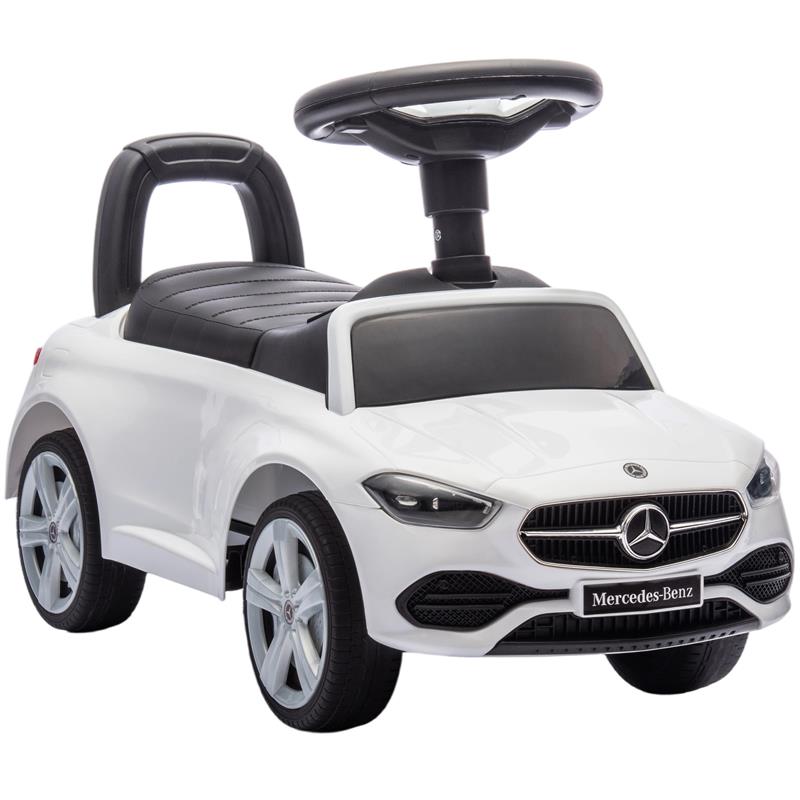 MACCHINA PER BAMBINI LICENZA MERCEDES BENZ CON CLACSON E SPAZIO PORTAOGGETTI, 65X28X39 CM, BIANCO