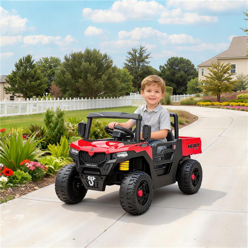 MACCHINA ELETTRICA BAMBINI 12V CON TELECOMANDO, SOSPENSIONI, BAGAGLIAIO E MUSICA, ETÓ 3-8 ANNI, ROSSO