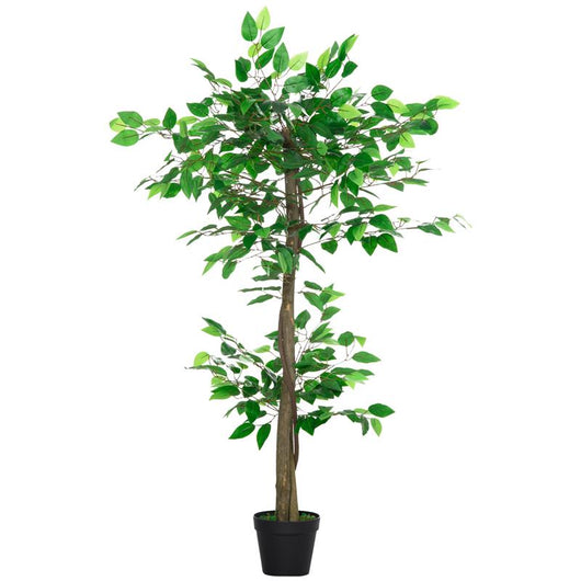 PIANTA ARTIFICIALE ALBERO DEL TÞ CON 546 FOGLIE REALISTICHE E VASO CEMENTO 120 CM VERDE