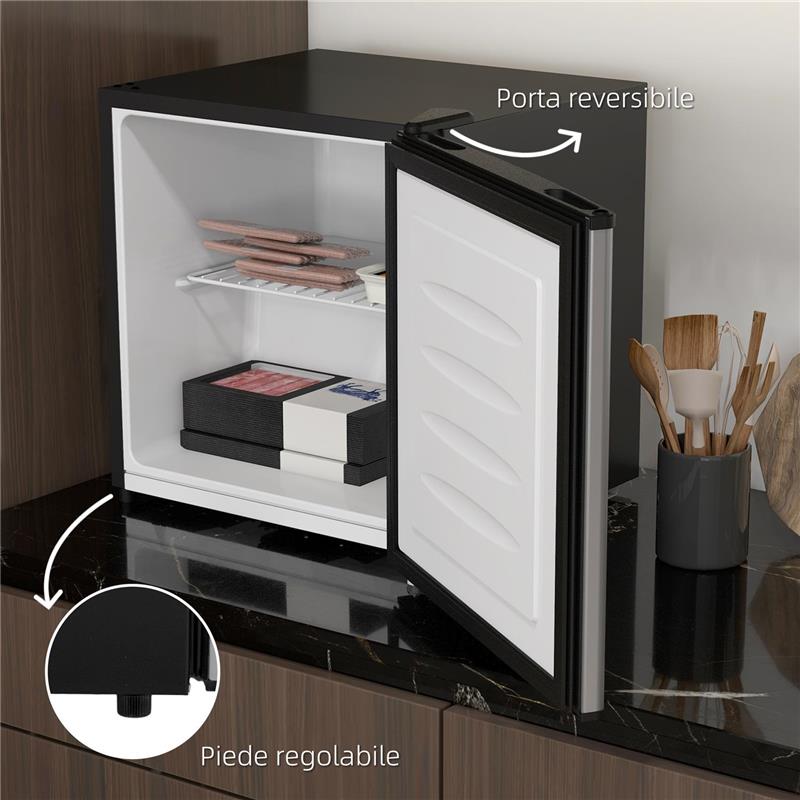 FRIGO PORTATILE 35L CON RIPIANO RIMOVIBILE E TEMPERATURA REGOLABILE, 47X44.2X48.8 CM, ARGENTO