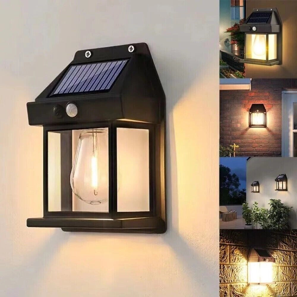 Faretto solare lampada applique 1W da esterno sensore movimento luce calda 600LM BK-888 - ZENCOCCO
