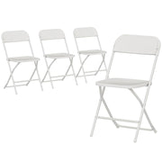 SET 4 SEDIE PIEGHEVOLI CON FORI DI DRENAGGIO IN PLASTICA E METALLO, 45X49X79.5 CM, BIANCO