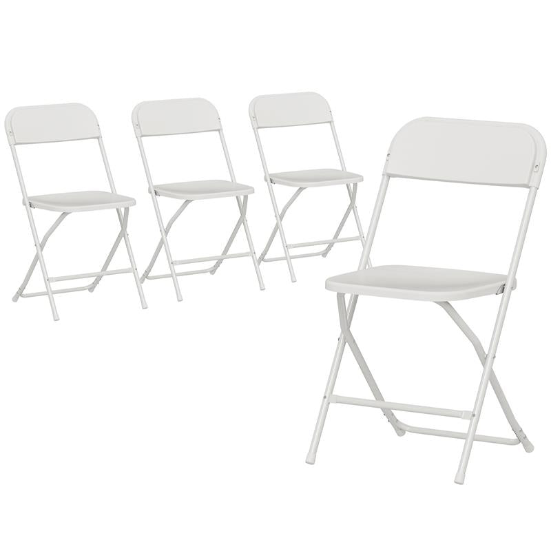 SET 4 SEDIE PIEGHEVOLI CON FORI DI DRENAGGIO IN PLASTICA E METALLO, 45X49X79.5 CM, BIANCO