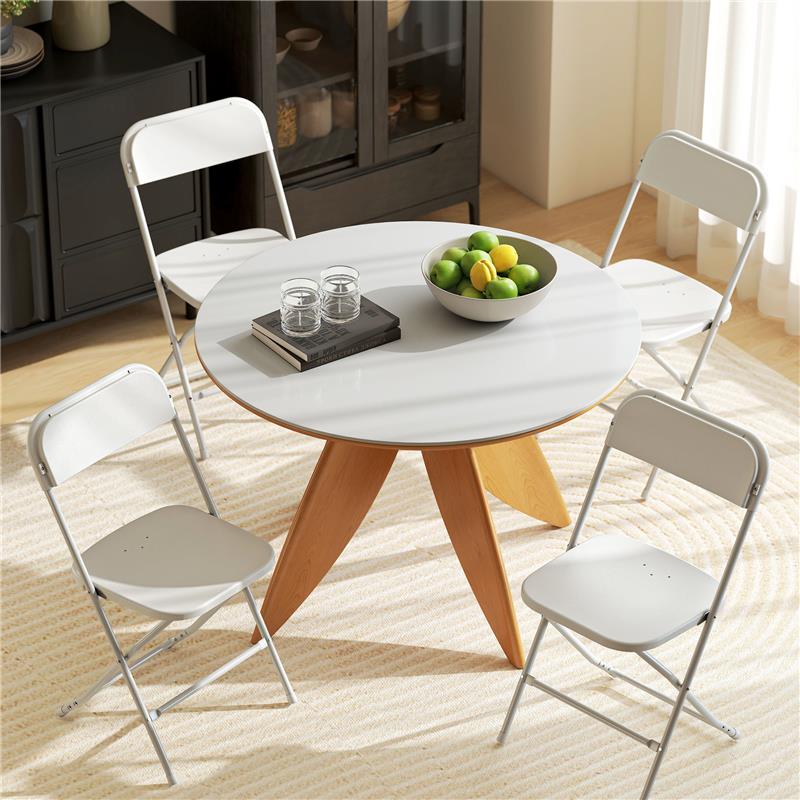 SET 4 SEDIE PIEGHEVOLI CON FORI DI DRENAGGIO IN PLASTICA E METALLO, 45X49X79.5 CM, BIANCO