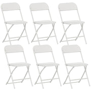 SET 6 SEDIE PIEGHEVOLI CON FORI DI DRENAGGIO IN PLASTICA E METALLO, 45X49X79.5 CM, BIANCO