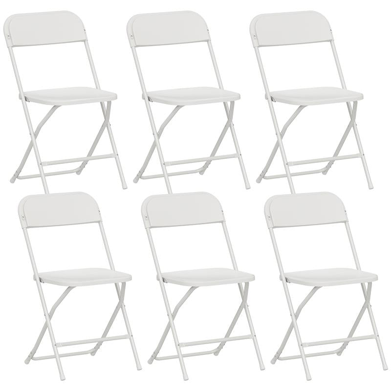 SET 6 SEDIE PIEGHEVOLI CON FORI DI DRENAGGIO IN PLASTICA E METALLO, 45X49X79.5 CM, BIANCO