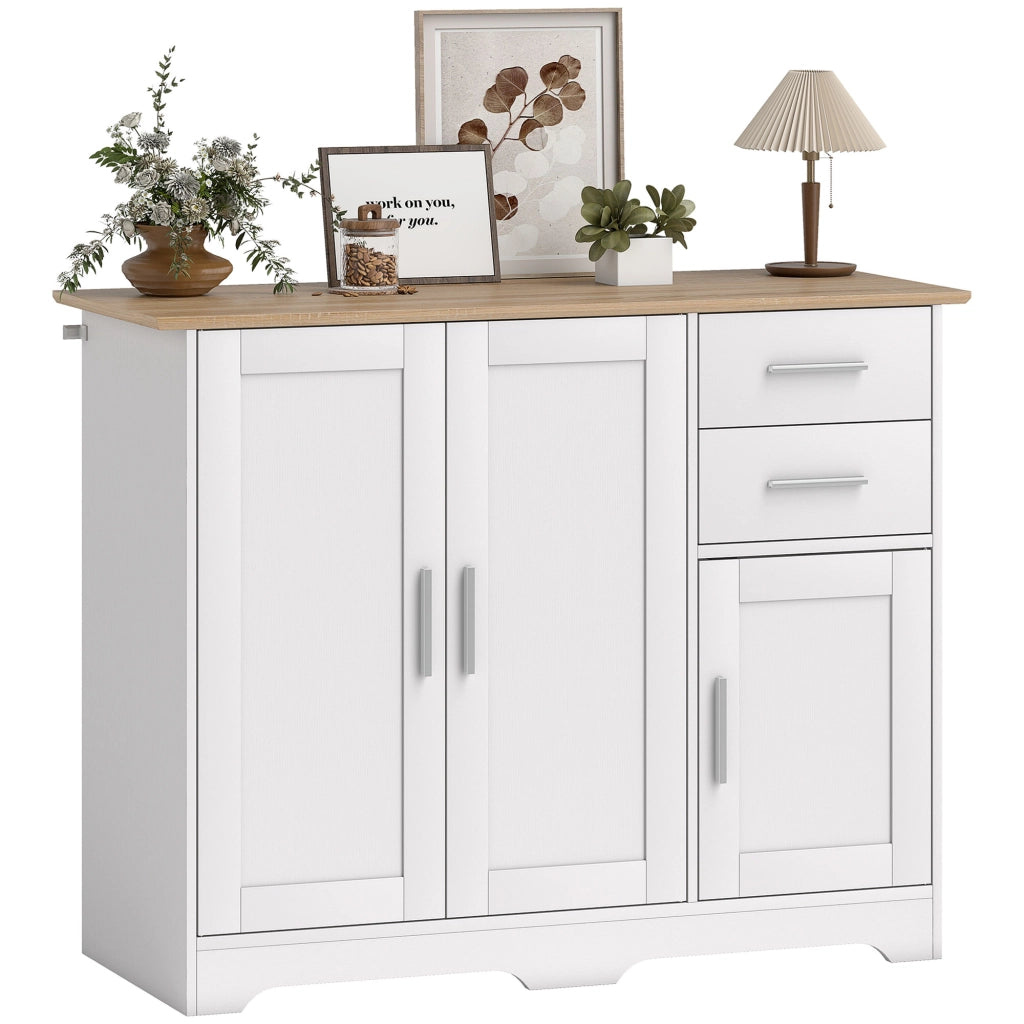 Cassettiera con ante e ripiani ¨C Minimal ¨C 100x40x78 cm bianco e legno naturale