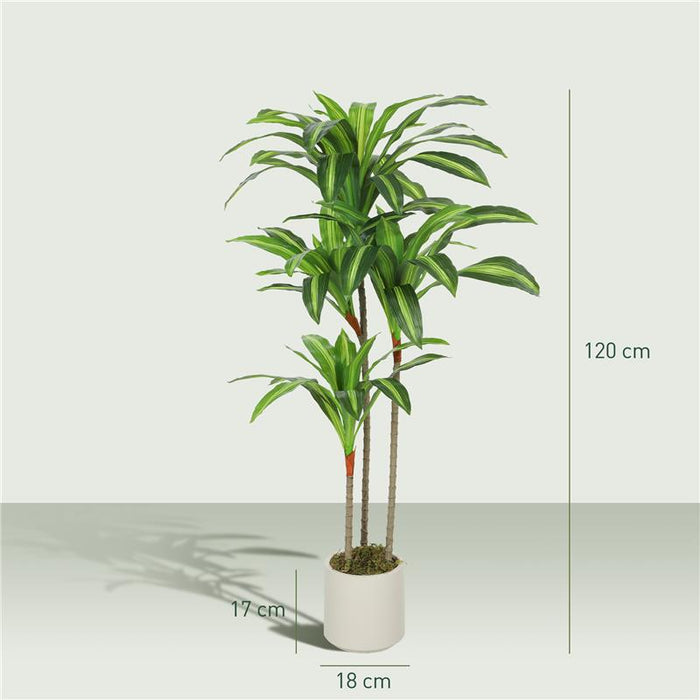 PIANTA ARTIFICIALE DI DRACENA VERDE IN PEVA E LEGNO CON VASO CONTENITORE IN PP E CEMENTO, 60X40X120 CM