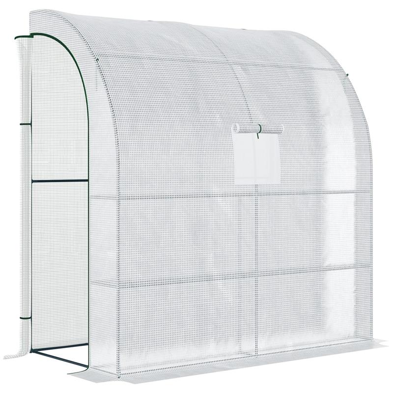 SERRA ADDOSSATA A 3 LIVELLI CON PORTE E FINESTRE AVVOLGIBILI, IN PE E ACCIAIO, 200X100X215 CM, VERDE E BIANCO