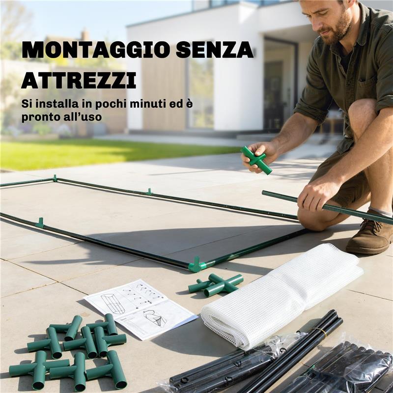 SERRA DA GIARDINO A TUNNEL IN ACCIAIO E CON COPERTURA IN PVC, 200X100X80 CM, VERDE