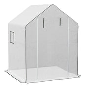 COPERTURA PE PER SERRA DA GIARDINO CON PORTA A CERNIERA E FINESTRE, 140X143X190CM, BIANCO