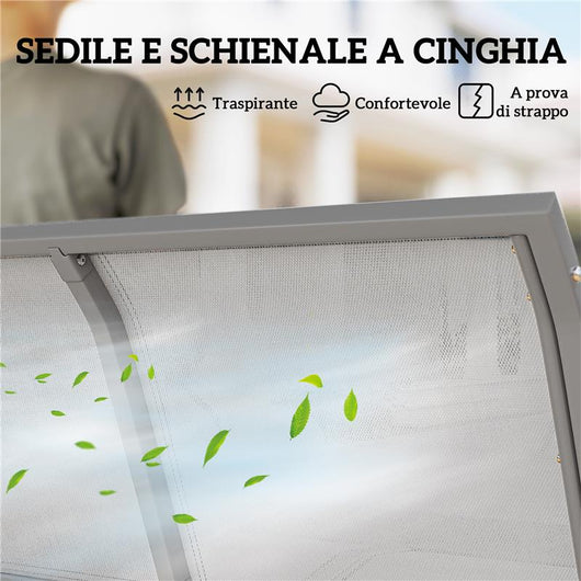 DONDOLO DA GIARDINO A 3 POSTI IN METALLO CON TETTO PARASOLE RIMOVIBILE, 171X108X154 CM, GRIGIO SCURO
