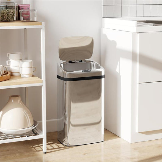 BIDONE PER RIFIUTI DA 30L CON SENSORE PER APERTURA E CHIUSURA AUTOMATICA, 33X25X57.5 CM, ARGENTO