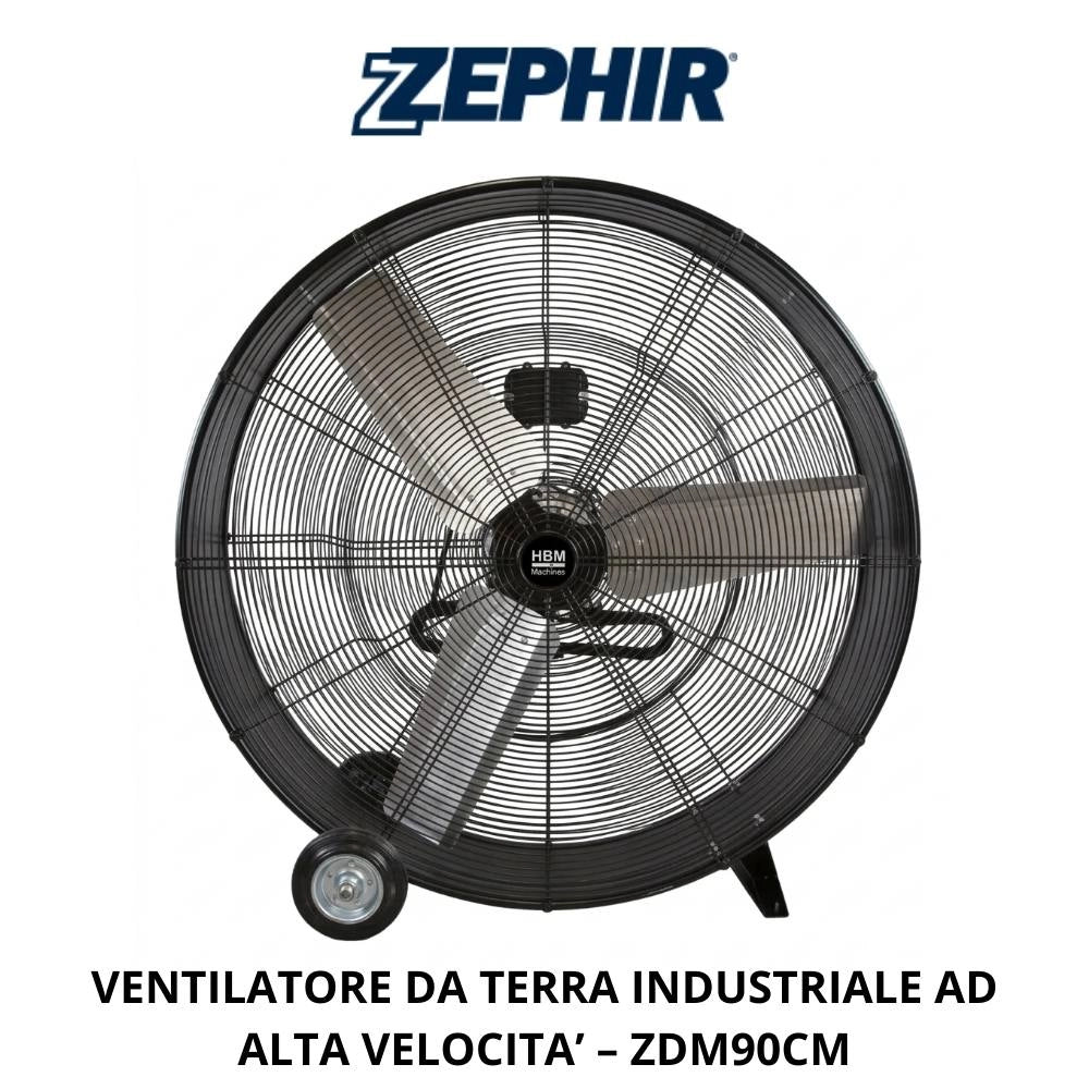 Zephir ventilatore industriale da terra alta velocità 360w 3 pale