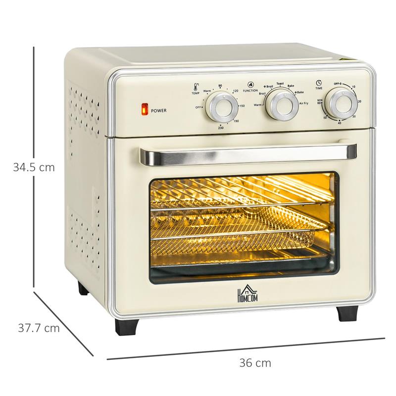 MINI FORNO ELETTRICO 20L VENTILATO 1400W CON ARIA CALDA E ACCESSORI, CREMA