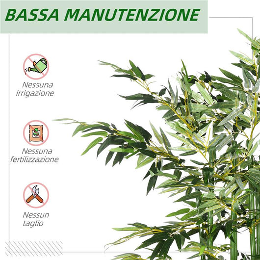 PIANTA DI BAMB¨ ARTIFICIALE ALTA 180 CM DA 1640 FOGLIE CON BASE IN LEGNO DI PINO 35X10X10 CM, VERDE