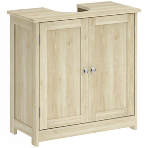 MOBILE SOTTOLAVABO A 2 ANTE CON RIPIANO REGOLABILE E INTAGLIO A U, 60X30X60 CM, ROVERE