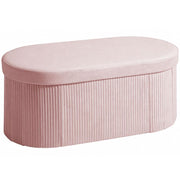 POUF CONTENITORE PIEGHEVOLE CON VANO DA 72L E RIVESTIMENTO IN VELLUTO, 76X38X35 CM, ROSA