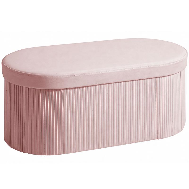 POUF CONTENITORE PIEGHEVOLE CON VANO DA 72L E RIVESTIMENTO IN VELLUTO, 76X38X35 CM, ROSA