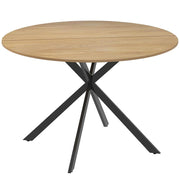 TAVOLO DA PRANZO ROTONDO STILE INDUSTRIALE CON GAMBE A CROCE IN ACCIAIO, 120X75 CM, COLORE QUERCIA