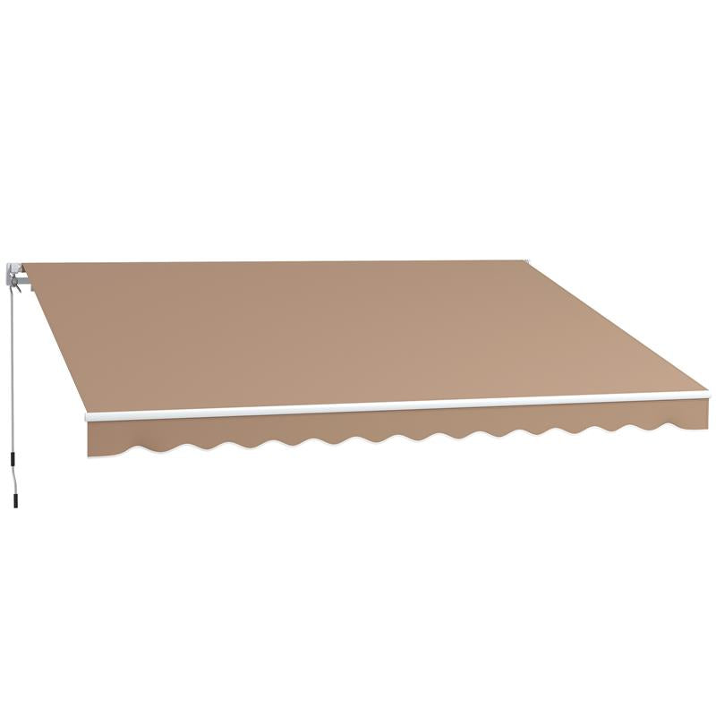 TENDA DA SOLE PER ESTERNO AVVOLGIBILE A BRACCI CON APERTURA A MANOVELLA, 350X250 CM, MARRONE