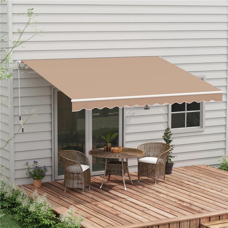 TENDA DA SOLE PER ESTERNO AVVOLGIBILE A BRACCI CON APERTURA A MANOVELLA, 350X250 CM, MARRONE