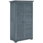 ARMADIO DA ESTERNO IN LEGNO CON 2 PORTE A PERSIANA E RIPIANI INTERNI, 87X46.5X160 CM, GRIGIO