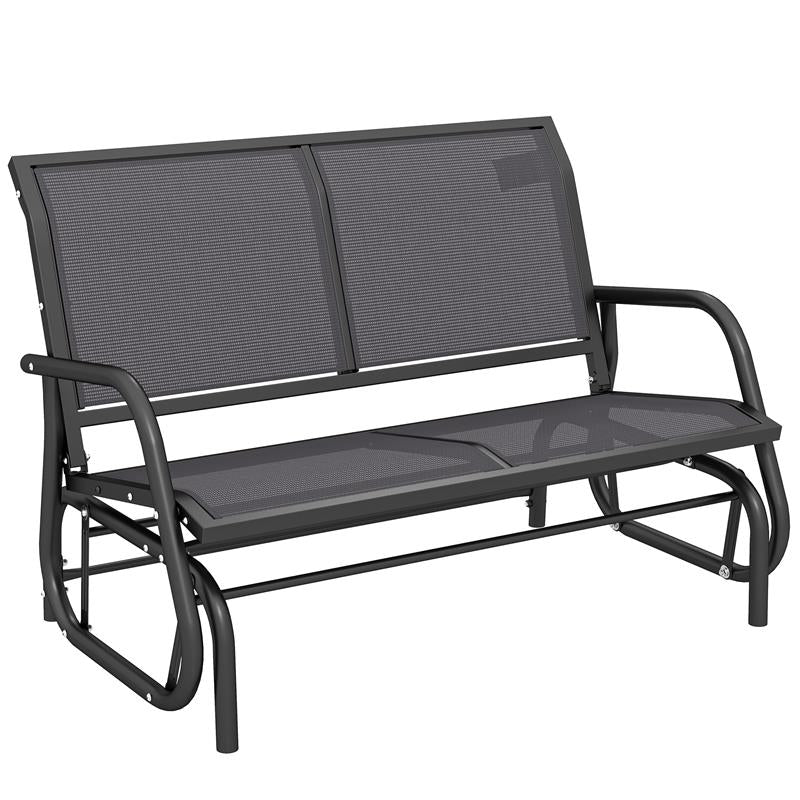 PANCHINA A DONDOLO 2 POSTI DA GIARDINO IN METALLO E TESSUTO A RETE, 120X70X85 CM, GRIGIO