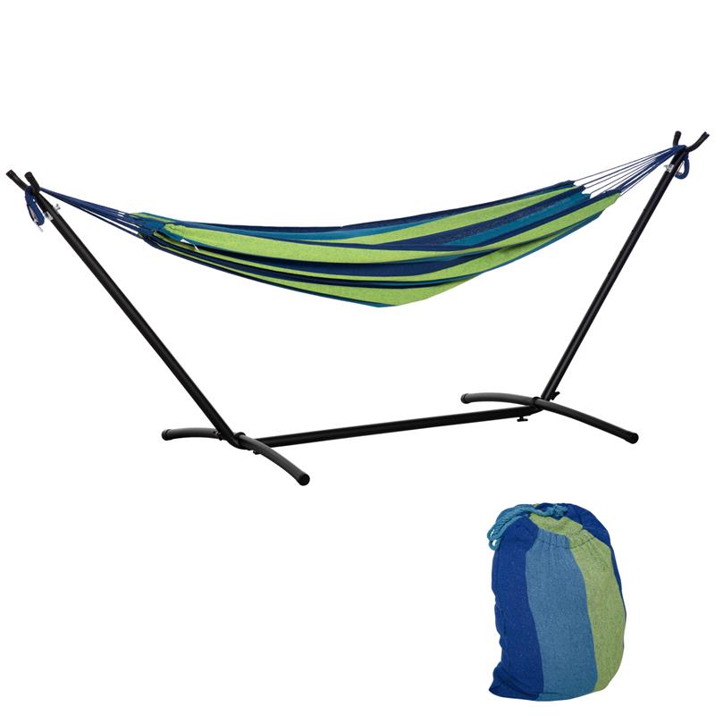 AMACA AUTOPORTANTE CON SUPPORTO, ALTEZZA REGOLABILE E BORSA DI TRASPORTO, 298X117X105 CM, VERDE