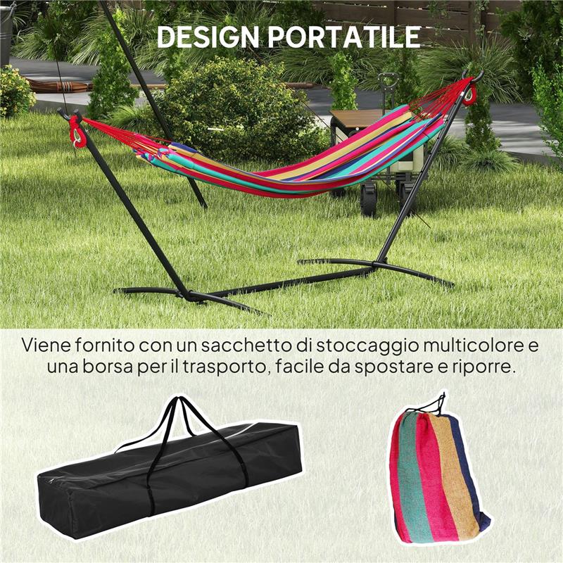 AMACA AUTOPORTANTE CON SUPPORTO, ALTEZZA REGOLABILE E BORSA DI TRASPORTO, 310X117X105 CM, ROSSO