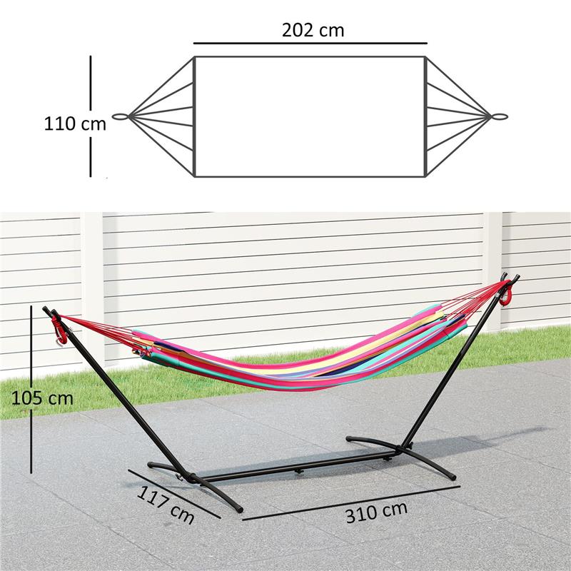 AMACA AUTOPORTANTE CON SUPPORTO, ALTEZZA REGOLABILE E BORSA DI TRASPORTO, 310X117X105 CM, ROSSO