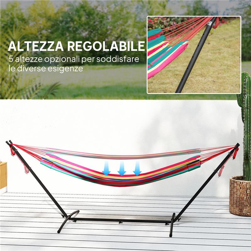 AMACA AUTOPORTANTE CON SUPPORTO, ALTEZZA REGOLABILE E BORSA DI TRASPORTO, 310X117X105 CM, ROSSO