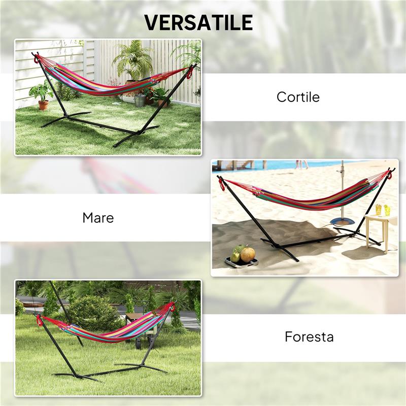 AMACA AUTOPORTANTE CON SUPPORTO, ALTEZZA REGOLABILE E BORSA DI TRASPORTO, 310X117X105 CM, ROSSO
