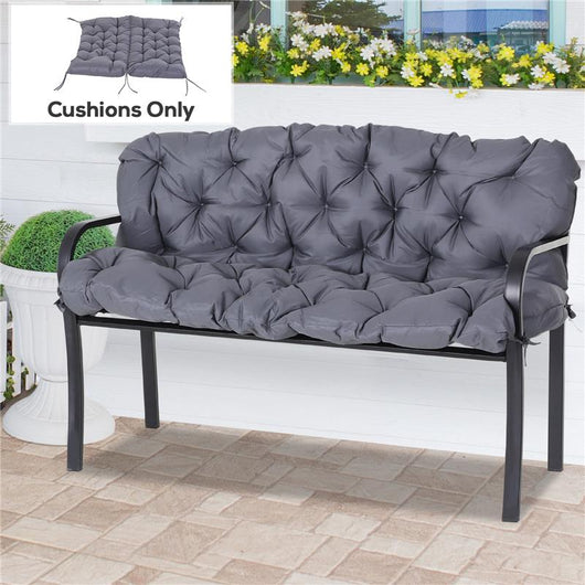 CUSCINO DA GIARDINO 2 POSTI CON SCHIENALE PER PANCHE E DONDOLI, 132X110X10 CM, GRIGIO SCURO