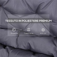 CUSCINO DA GIARDINO 2 POSTI CON SCHIENALE PER PANCHE E DONDOLI, 132X110X10 CM, GRIGIO SCURO