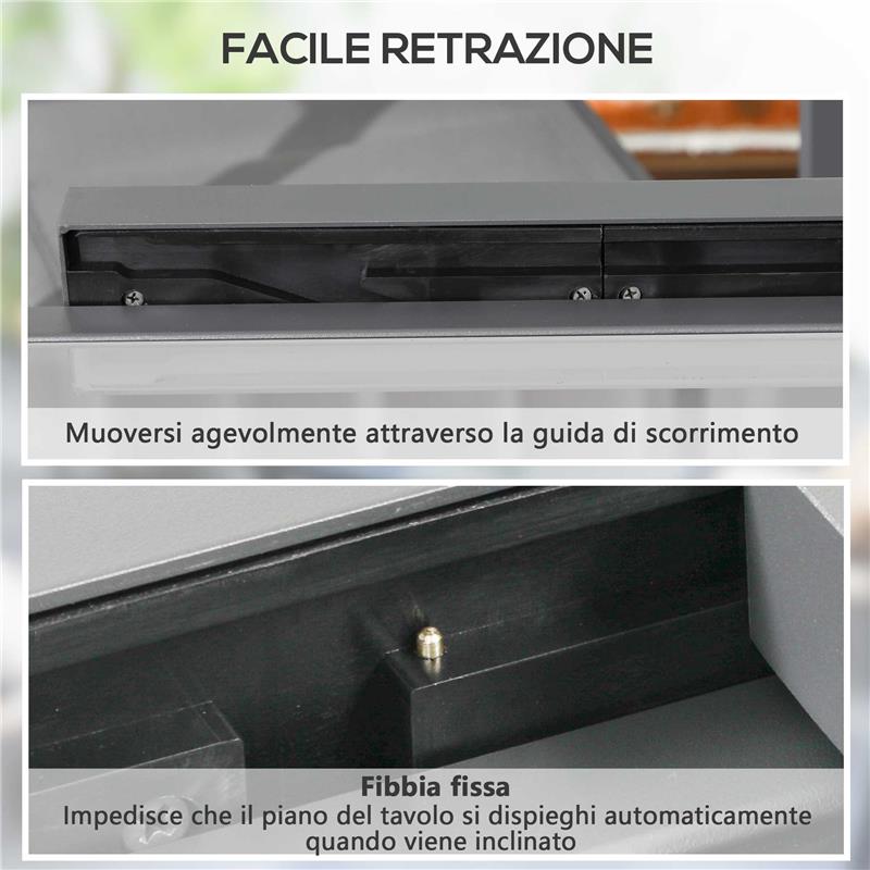 TAVOLO DA PRANZO ALLUNGABILE DA GIARDINO CON PIANO IN VETRO E ALLUMINIO, 80-160X80X75 CM, NERO E TRASPARENTE