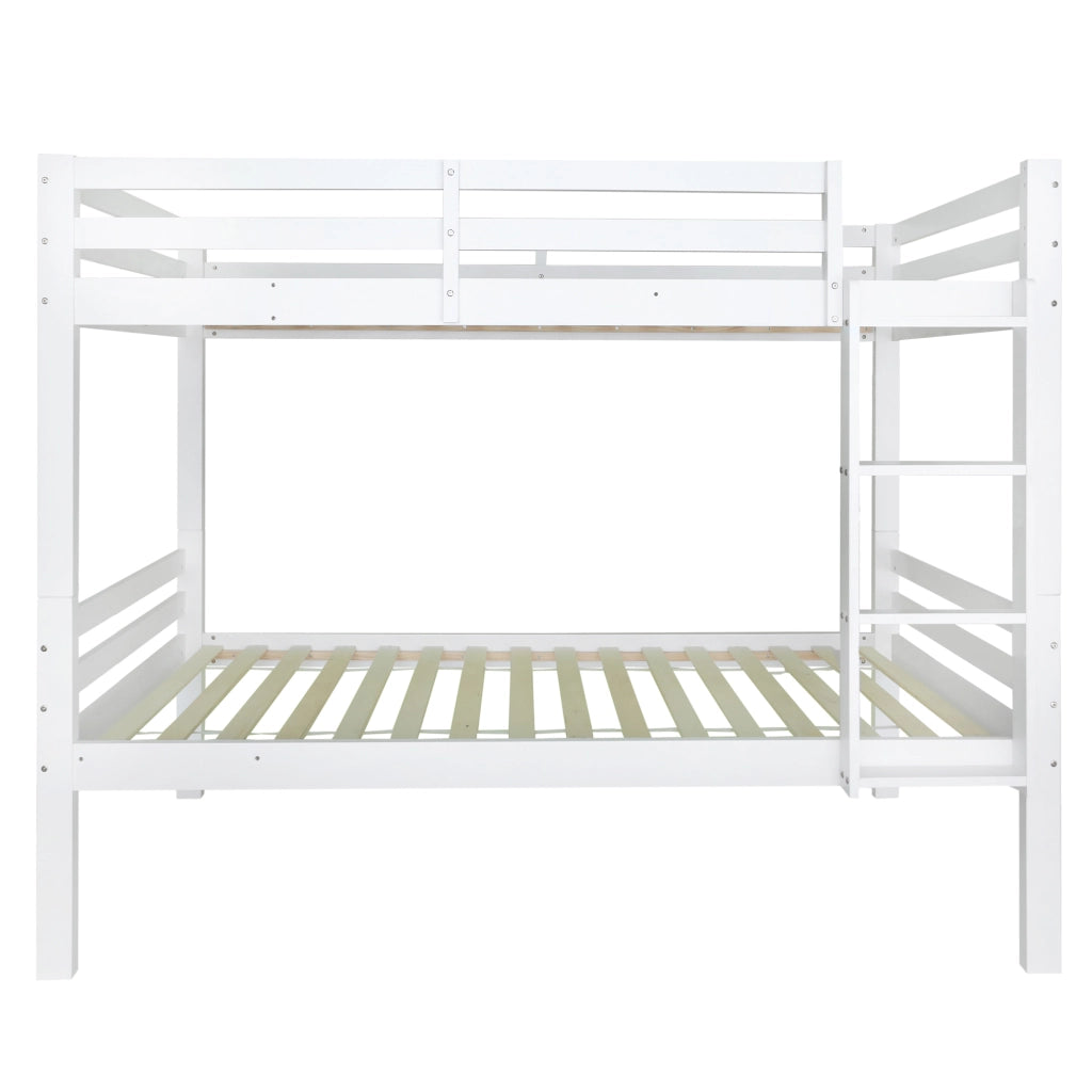 Lettino a castello per bambini in legno di pino, 2 letti singoli separabili, bianco, 90x200 cm