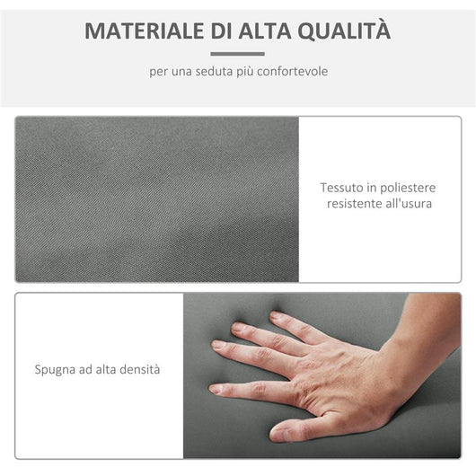 SET 2 CUSCINI PER SDRAIO DA ESTERNO IMBOTTITI IN COTONE CON CINGHIE, 196X55X8 CM, GRIGIO SCURO