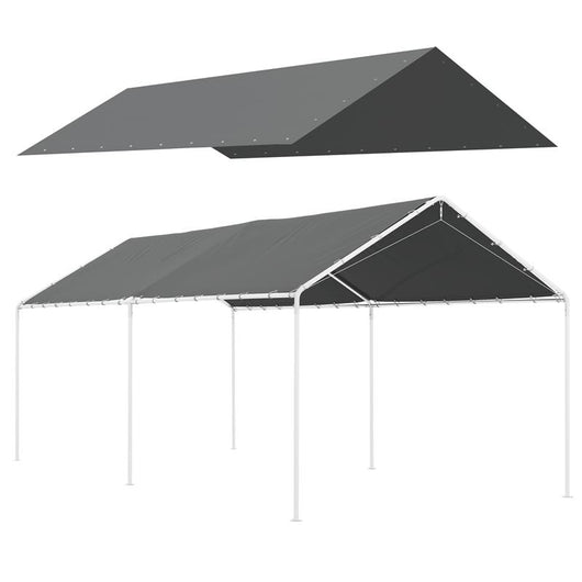 COPERTURA DI RICAMBIO 6X3 M IN PE GRIGIO SCURO ANTI-UV PER CARPORT AUTO CON CORDE ELASTICHE