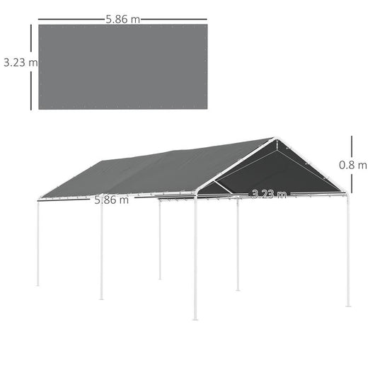 COPERTURA DI RICAMBIO 6X3 M IN PE GRIGIO SCURO ANTI-UV PER CARPORT AUTO CON CORDE ELASTICHE