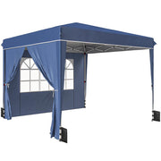 GAZEBO PIEGHEVOLE 3X3 M CON PARETI E ALTEZZA REGOLABILE, PROTEZIONE UV 50+, BLU SCURO
