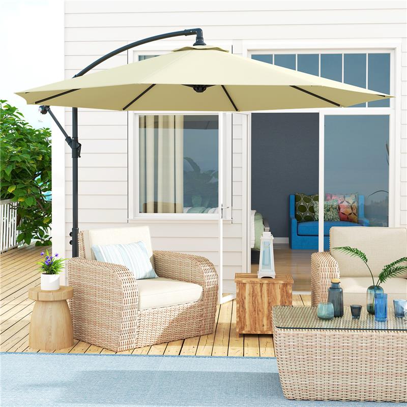 OMBRELLONE DA GIARDINO 3X2.5 M A BRACCIO INCLINABILE CON MANOVELLA, BEIGE