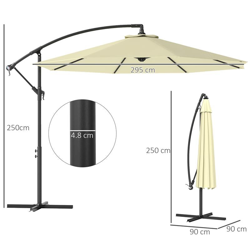 OMBRELLONE DA GIARDINO 3X2.5 M A BRACCIO INCLINABILE CON MANOVELLA, BEIGE