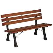 PANCHINA DA GIARDINO 2 POSTI A DOGHE IN GHISA E LEGNO DI ABETE, 120X57X70 CM, CAFFÈ