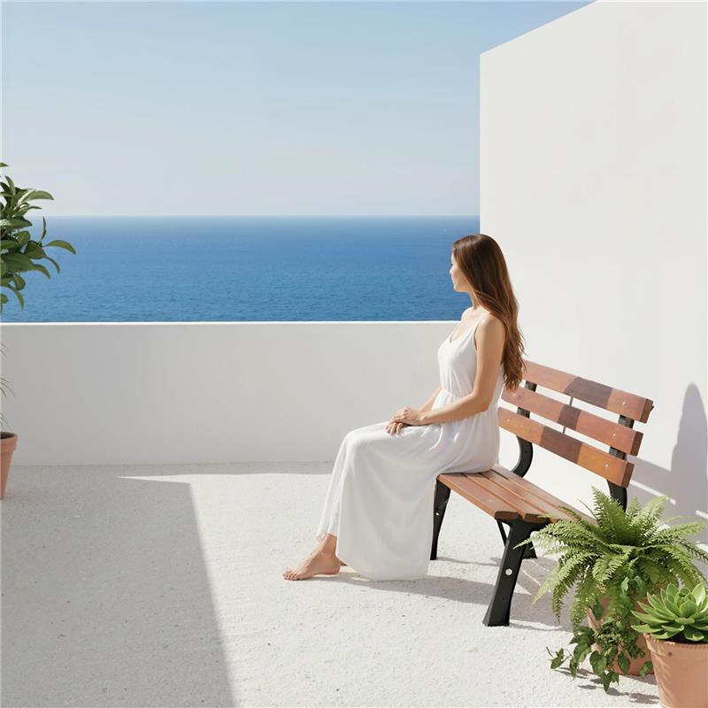 PANCHINA DA GIARDINO 2 POSTI A DOGHE IN GHISA E LEGNO DI ABETE, 120X57X70 CM, CAFFÈ