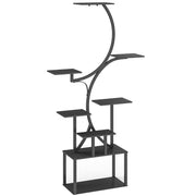 PORTAPIANTE A 8 LIVELLI CON DESIGN A S PER INTERNI ED ESTERNI, IN METALLO, 74X26X158.5 CM, NERO