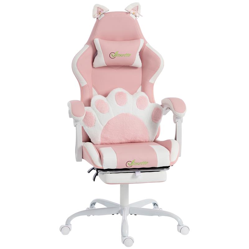 SEDIA GAMING POLTRONA GAMING ERGONOMICA RECLINABILE POGGIAPIEDI ROSA