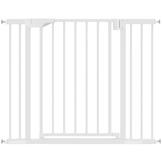 CANCELLINO DI SICUREZZA PER BAMBINI E ANIMALI, CHIUSURA AUTOMATICA E MONTAGGIO A PRESSIONE, 76-103X76 CM, BIANCO